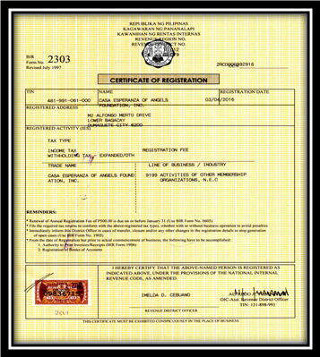 CEA Certificate of Registration - BIR