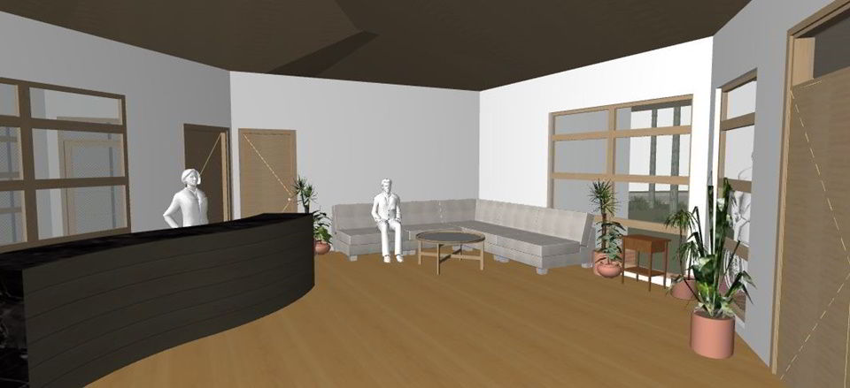 CEA Orphanage reception lounge design.