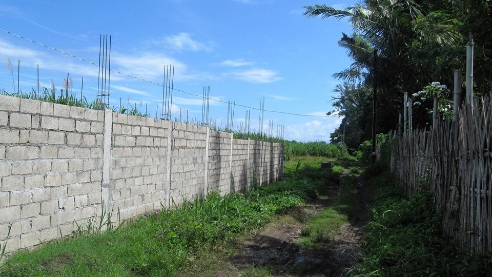 Finished sections of the perimeter security wall.