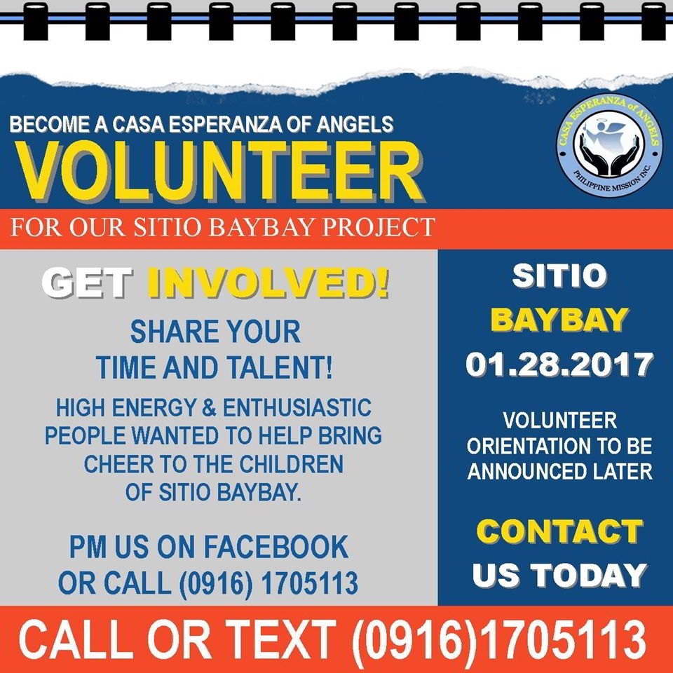 Sitio Baybay outreach project volunteer poster