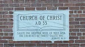 Church of Christ tablet on the wall