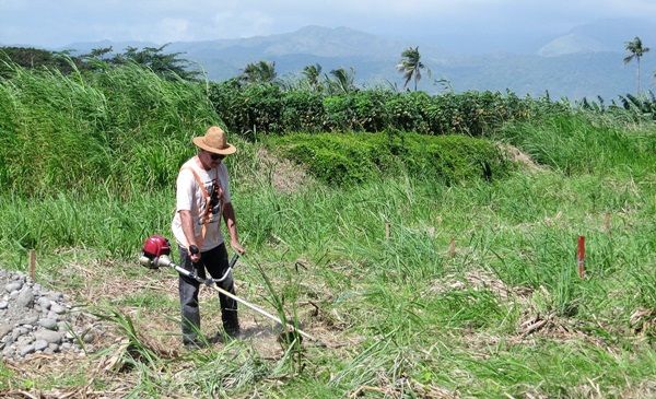 Ron Brown cutting grass on the property August 2017