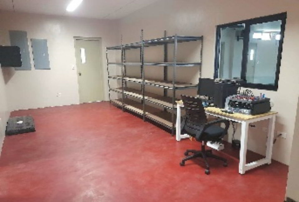 Audio-visual control and storage room